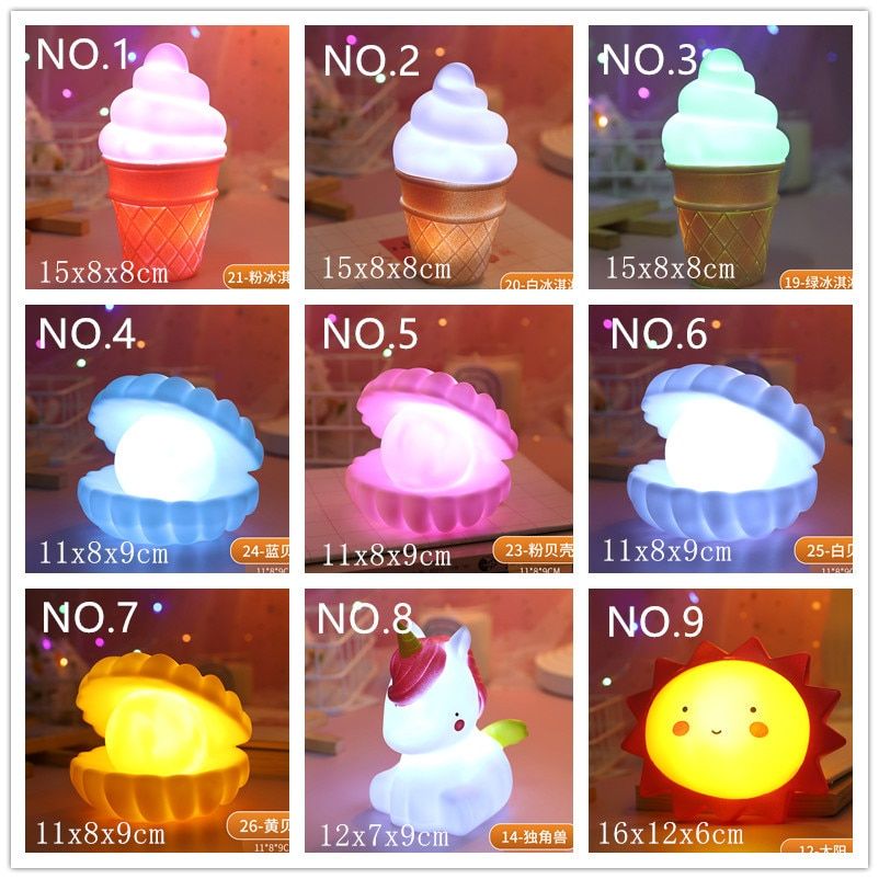 Cute Silicone Cloud Star Moon Mushroom Led Night Lights for Kids Baby Bedroom Desktop Decor Night Lamp Room Decoration Lights