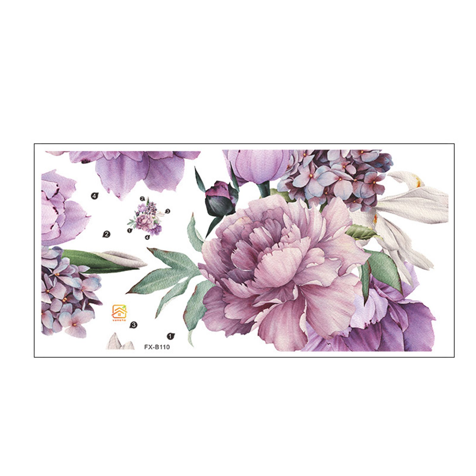 Wall Sticker Multifuctional Big Peony Flower Pattern PVC Portable Room Sticker for Bedroom