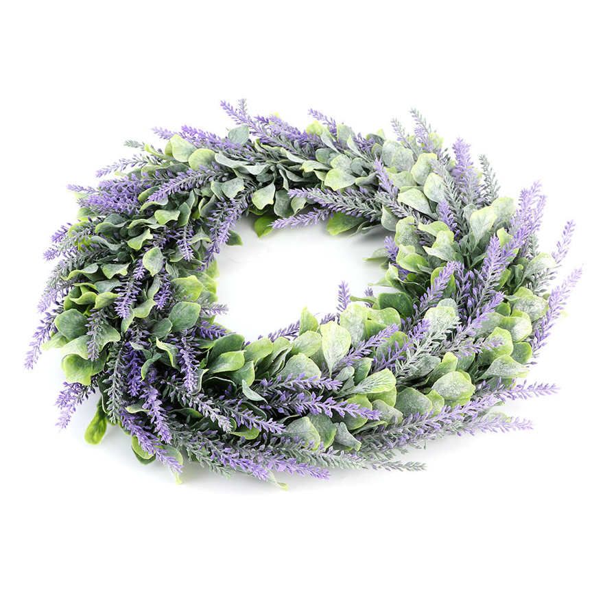 Artificial Floral Garland Lavender Flower Wreath Door Hanging Wedding Window Decoration(null)