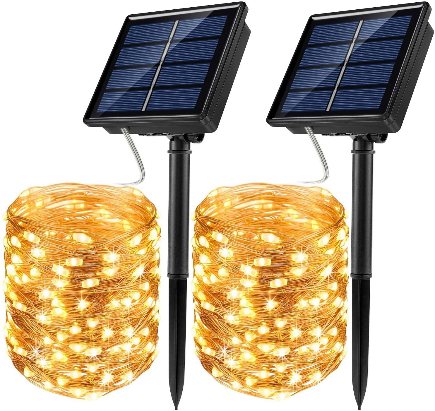 Led Outdoor Solar String Lights Fairy Holiday Christmas For Christmas, Lawn, Garden, Wedding, Party and Holiday(1/2Pack)--White--1Pack-20M 200LED
