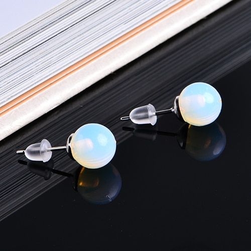 1Pair Natural Crystal Stud Earrings Mineral Jewelry Women's Girl Rose Quartz Fashion Summer Jewelry DIY Gifts Decorations