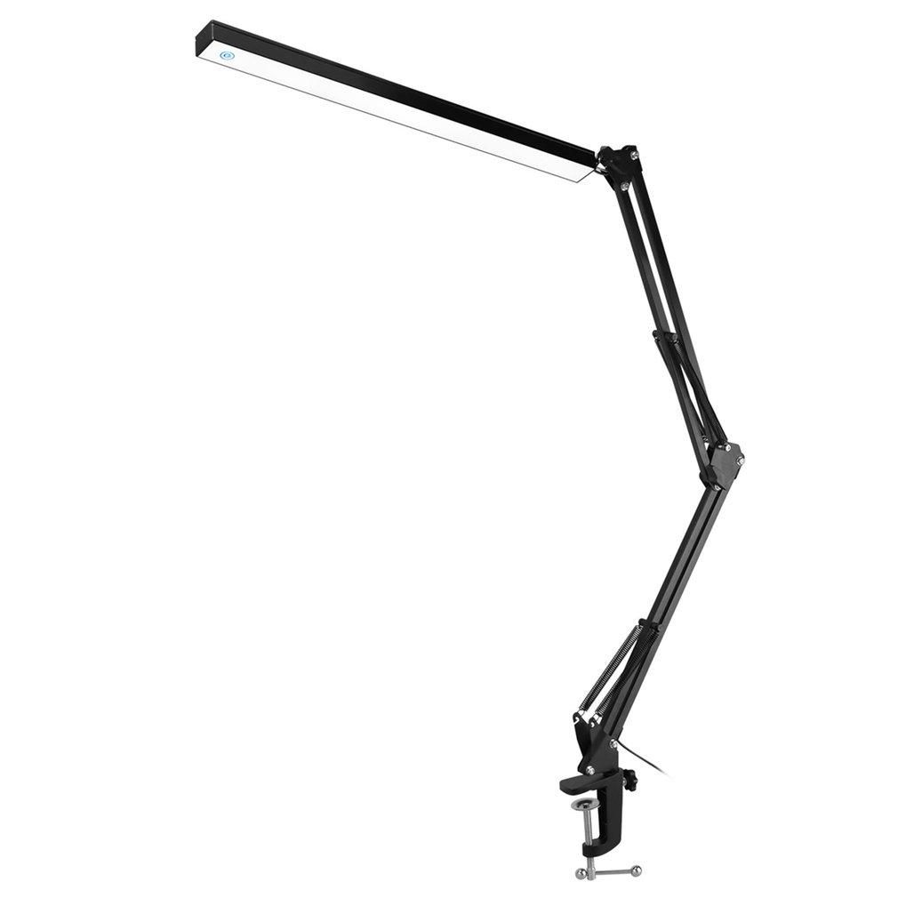 OIMG Folding Clip-On Usb Led Table Lamp Long Arm Touch Control Dimmable Desk