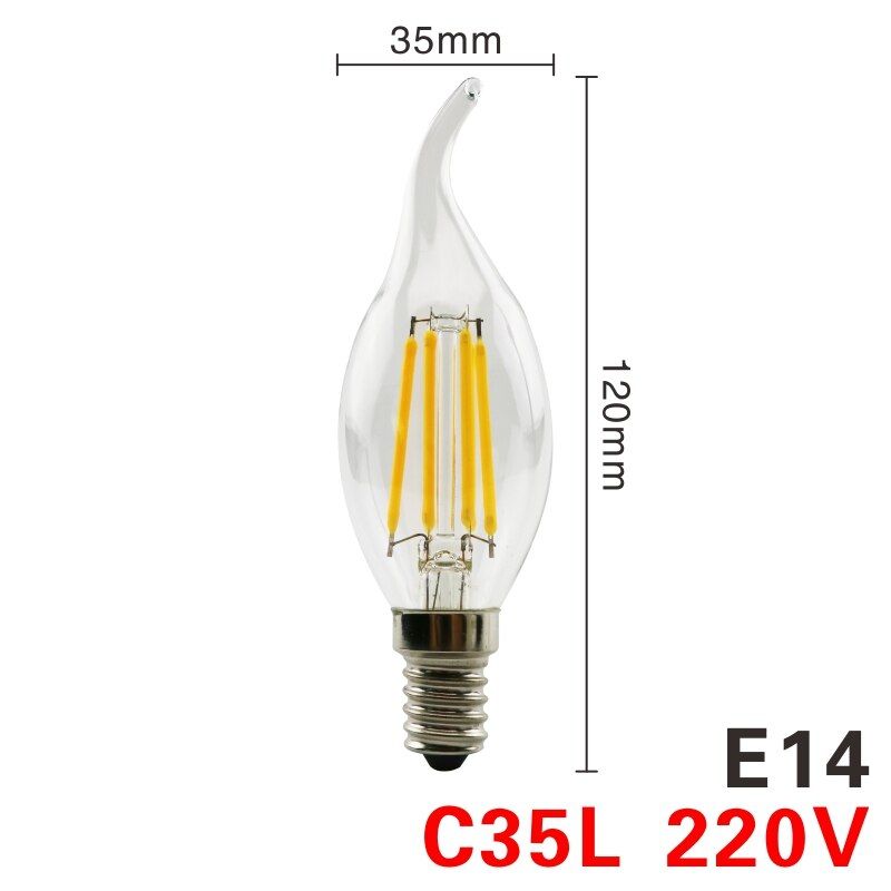4pcs/lot LED Bulb 220V C35 A60 G80 G95 G125 LED Lamp E14 E27 LED Filament Light 2W 4W 6W 8W Glass Ball Bombillas LED Edison Bulb
