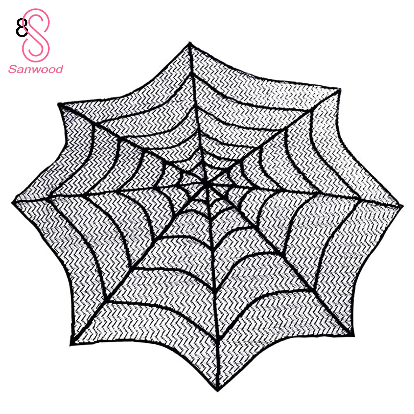 Table Cloth Funny Portable Lace Halloween Spider Web Pattern Dinner Tablecover Runner Door Curtain for Festival