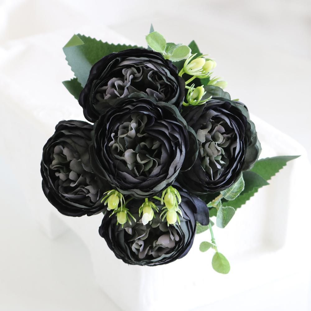 2020  4 colors beautiful rose peony fake silk flower small bouquet flower at home party spring wedding DIY decoration fake fl