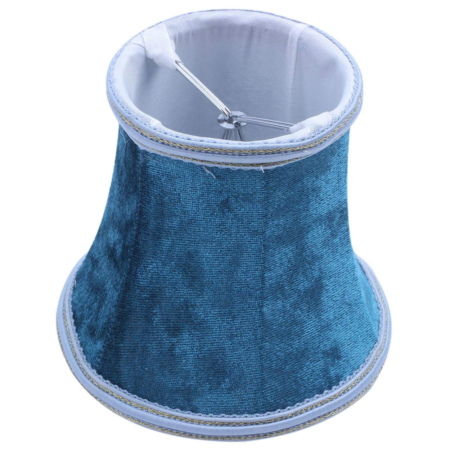 Harmony Fabric Clip On Lamp Shade, E14 Handmade Lampshade For Modern European Style Wall Sconce Lamp, Crystal Lamp, Candle Lamp, Table Lamp With Blue Flannel Decor (Blue)