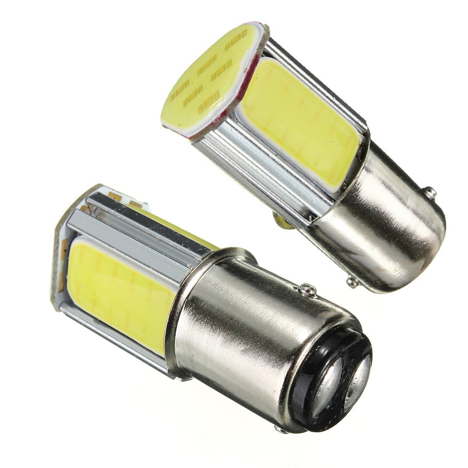 4 Pcs COB LED Car Parking Light Brake Light Flashing Tail Light DC 12V White Light, 2Pcs 1157 BAY15D & 2Pcs 1156 BA15S