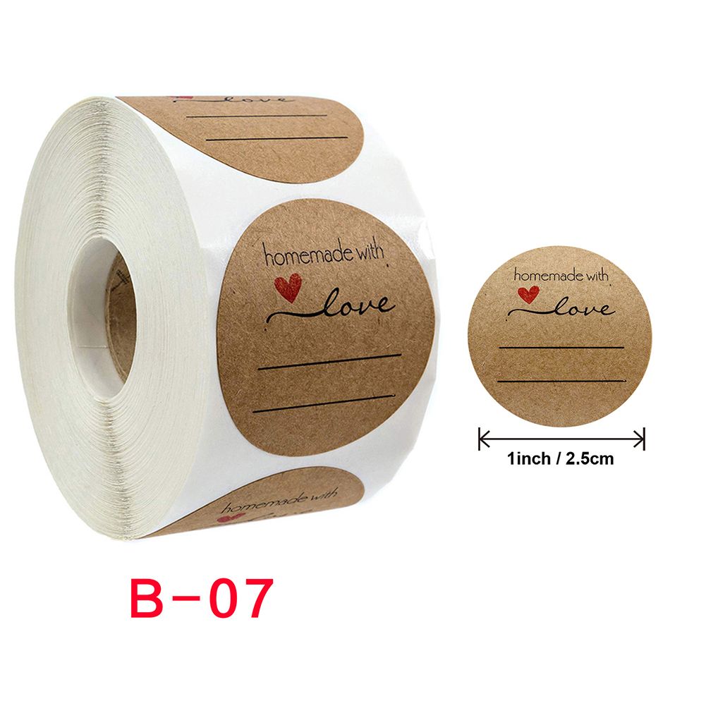 Yfashion Round Natural Kraft Handmade Stickers Scrapbooking For Package Adhesive Seal Labels Stationery color:b-05 size:2.5cm/1inch