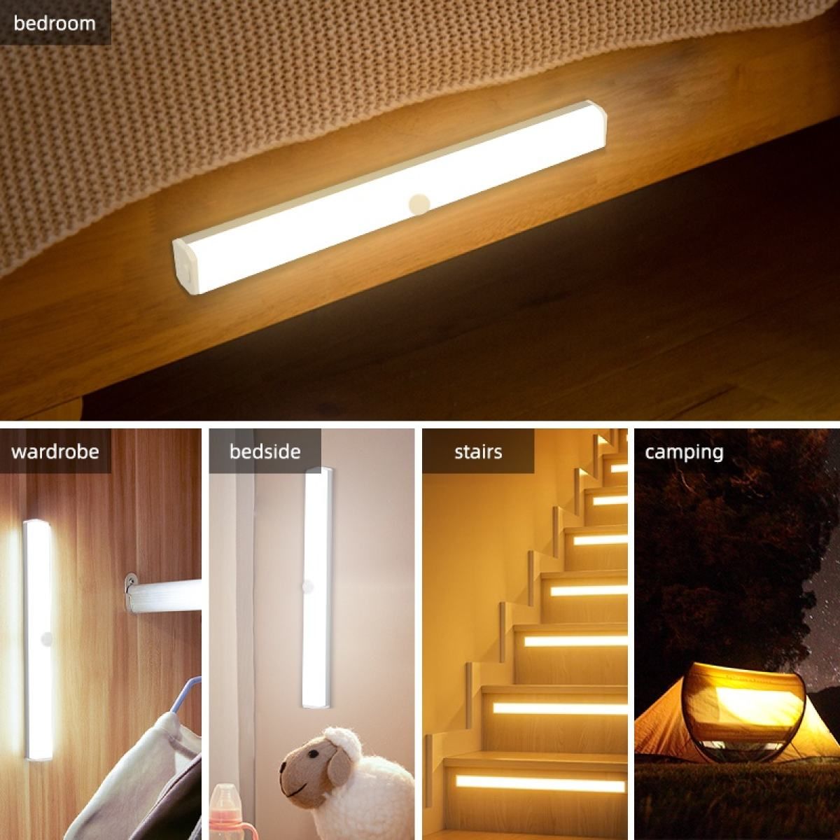 OIMG Closet Light Strip Motion Sensor Usb Rechargeable Stairs Hallway Strips Wireless Infrared Induction Night Light For Cabinet Bedroom Wardrobe