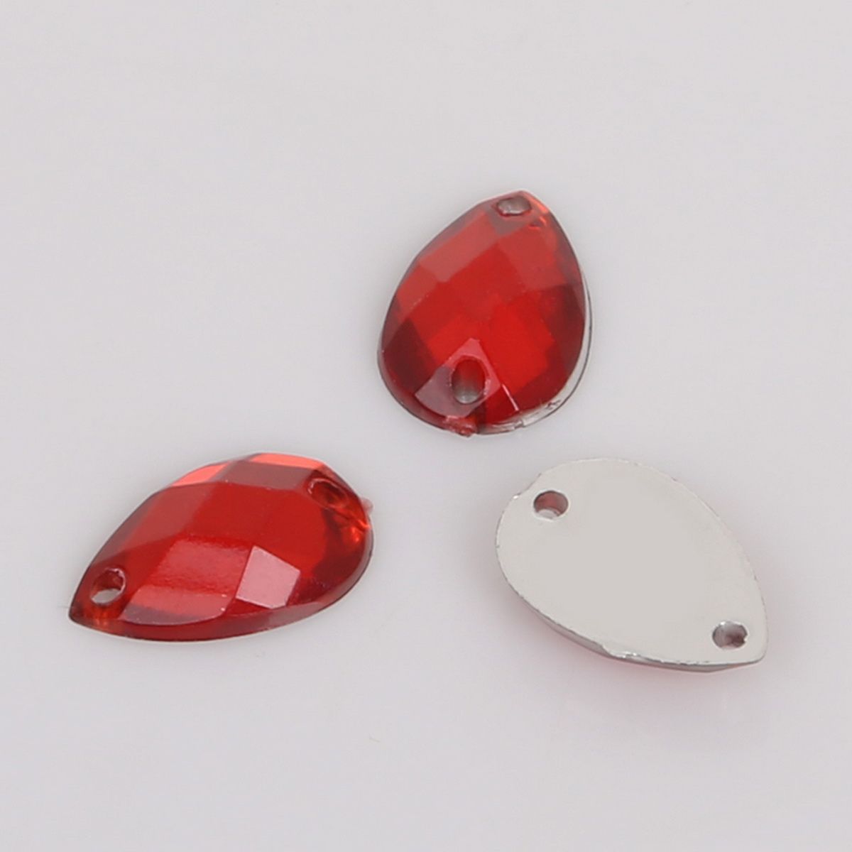 50-100Pcs/Pack of Water Drop Shaped Mesh Face Double Hole Flat Bottom Acrylic Drill DIY Decorative Wedding Accessories