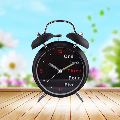 English digital Double Bell Alarm Clock Good Quality-Black