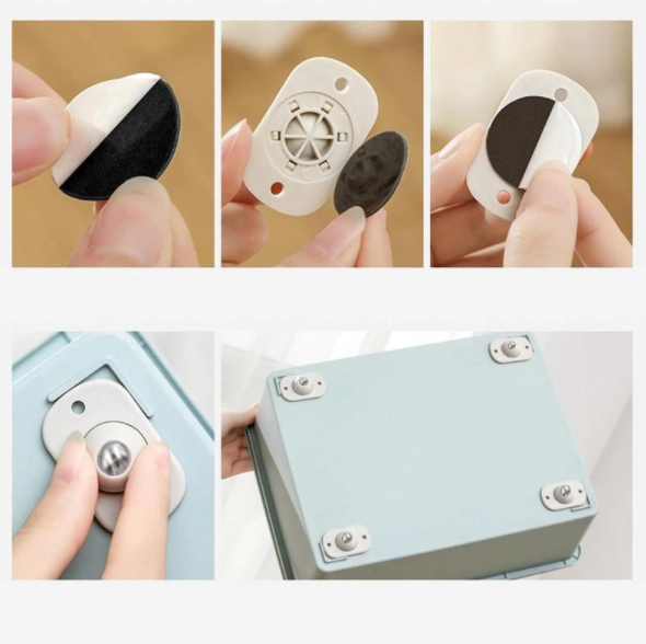 4 pcs Self-Adhesive 360° Rotating Paste Pulley Wheels for Under Bed Storage