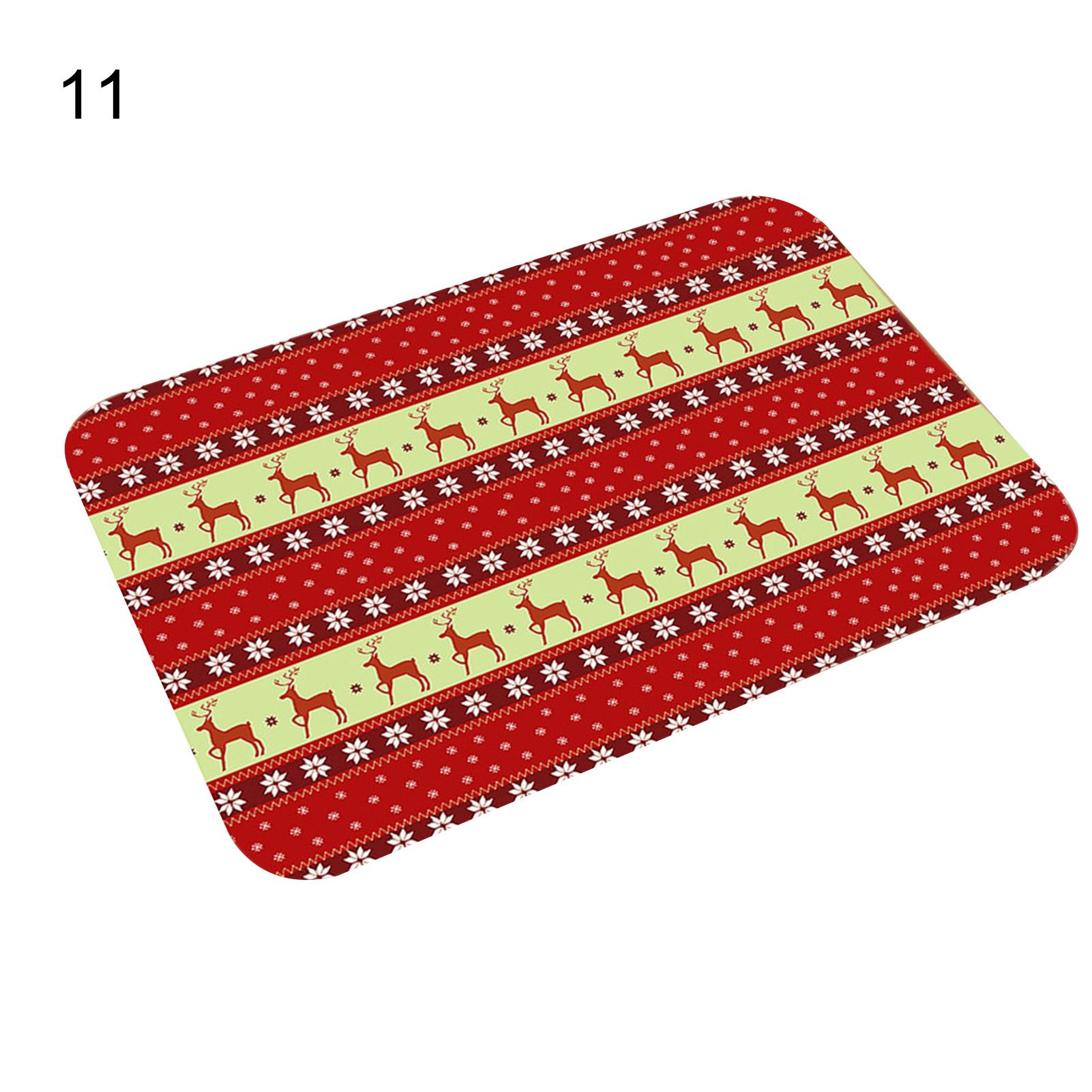 Bath Mat Eco-friendly Cartoon Pattern Flannel Xmas Themed Water Absorption Floor Pad for Home