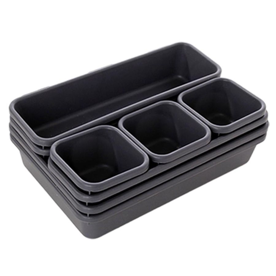 Individual Organizer Box Trays Home Office Storage Kitchen Bathroom Closet Desk Box Drawer Organization Tray Cutlery Stationery Black