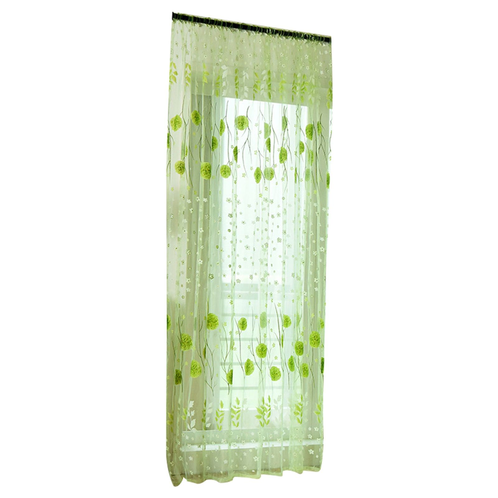 1 Sheet Window Gauze Transparent Durable Polyester Elegant Floral Printing Window Tulle Curtain Home Decoration