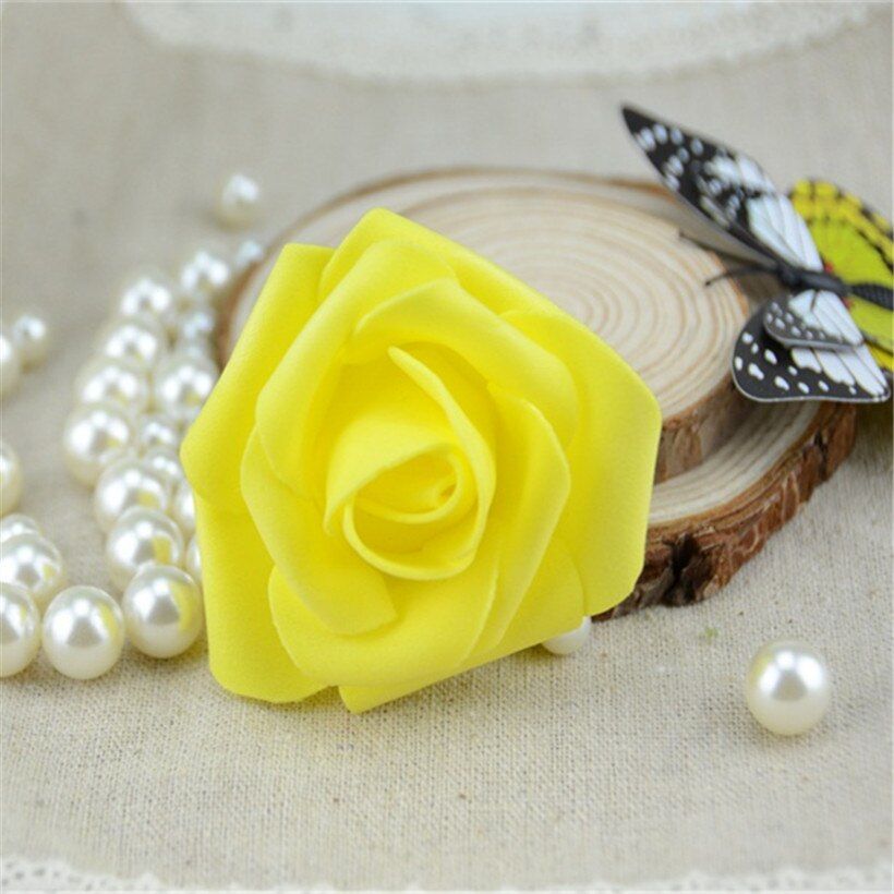 50pcs/lot 6cm Handmade Artificial PE Foam Roses Flower Head For Wedding Home Car Decoration DIY Wreath Kiss Ball Fake Flowers