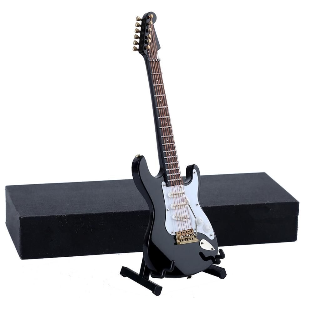 Mini Electric Guitar Model Miniature Decoration Musical Instruments with Case and Stand