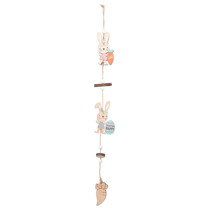 Easter Wooden Hanging Pendant Double Rabbit Shape Home Party Festival Decoration, B