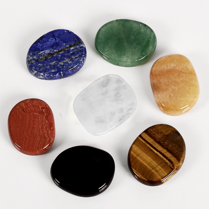 New 7piece/set Natural palm stone gemstone Healing Reiki Crystal craft miniature vintage home decor and Minerals chakra