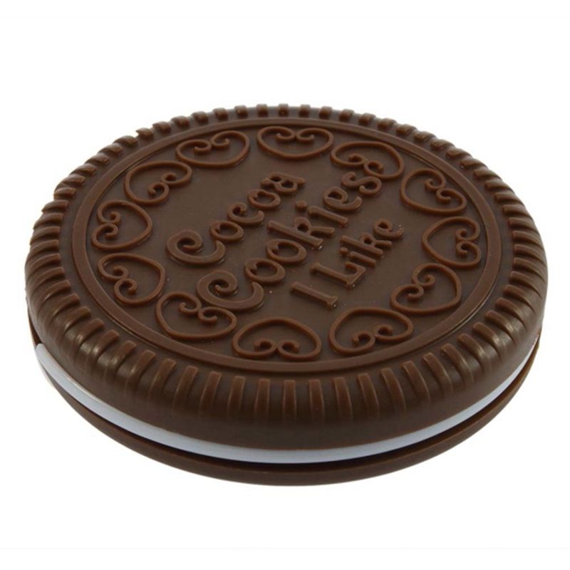 Porle Cute Chocolate Cookie Shape Cosmetic Makeup rror + Comb Lady