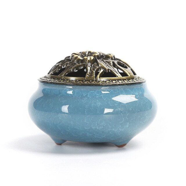 Lucky Home Decoration for Incense Black Glaze Disc Censer Ceramic Incense Burner Incense Seat Indoor Household