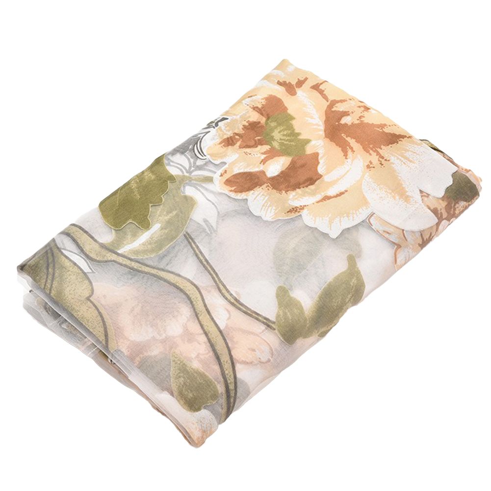 Door Blinds Window Peony Printed Transparent Tulle Curtain Room Divider Valance