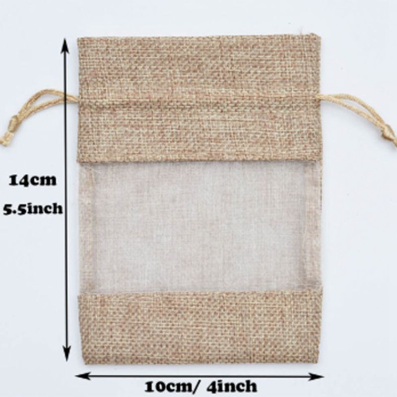 30Pcs Flax Organza Bags Burlap Drawstring Pouch Christmas Gifts Bag Wedding Party Bags for Coffee Beans Candy Makeup Jewelry Packaging 10x14cm