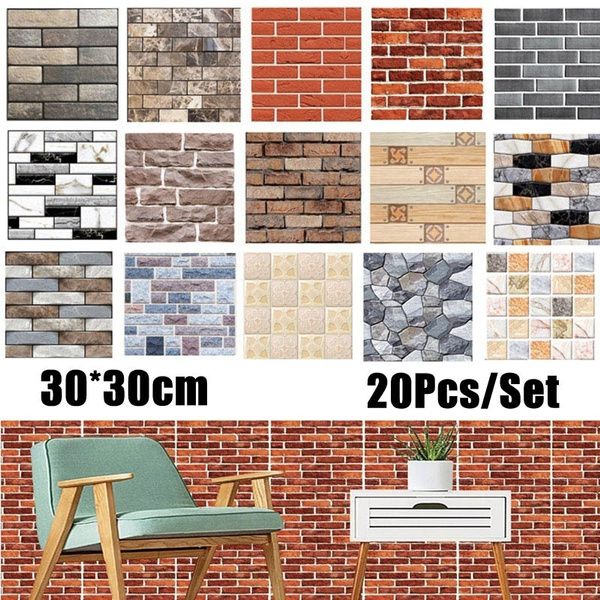 3D Peel and Stick Wallpaper New Fashion 15 Style Wall Stickers Imitation Brick Bedroom Decor Waterproof Self-adhesive Wallpaper for Living Room Kitchen TV Backdrop Decor 1pcs 30*30cm
