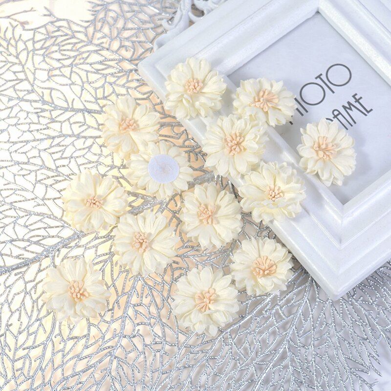 10pcs 4cm Chrysanthemum flowers Head Artificial Silk Flower For Wedding Decoration DIY Scrapbooking Handmade Craft Accessories