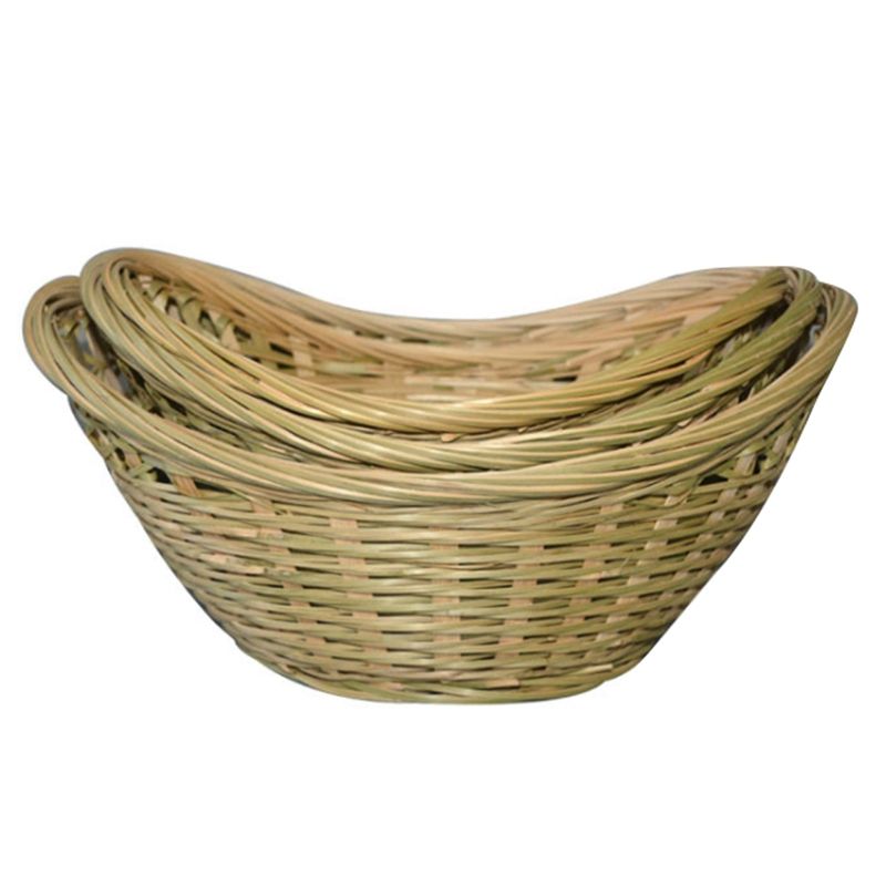 Woven Ingot Basket Bamboo Woven Handicraft Home Decor Natural Environmental Protection Storage Basket Fruit Plate, 3PCS