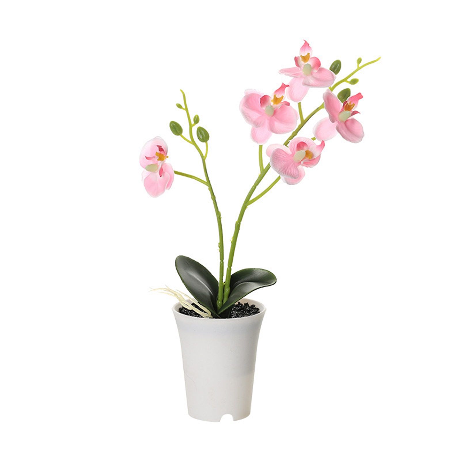 Simulation Bonsai No Wateg Faux Silk Orchid Flower with Pot