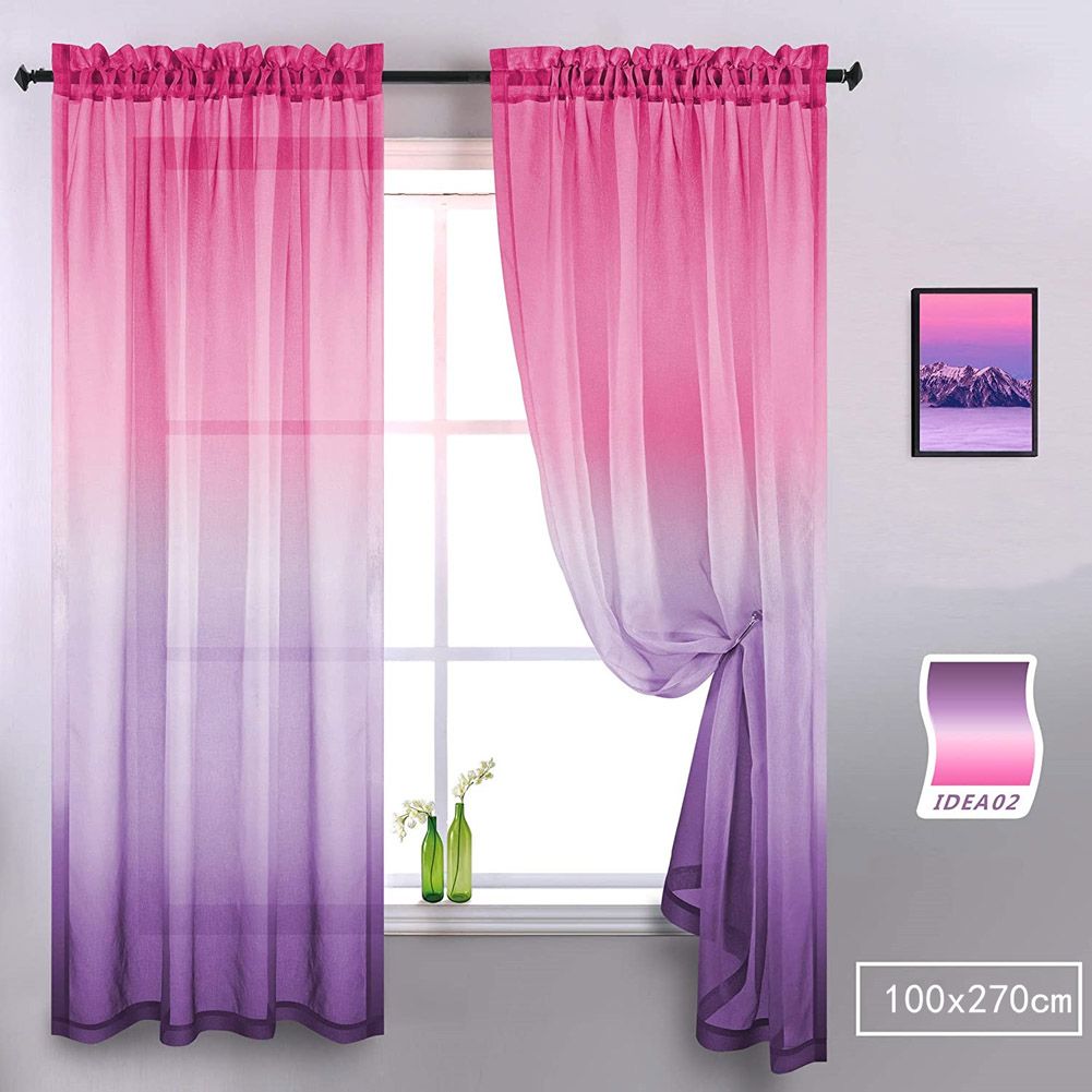 Yfashion Color adient ranslucent Window Curtain for Study Living Room Balcony Decor 100x270cm