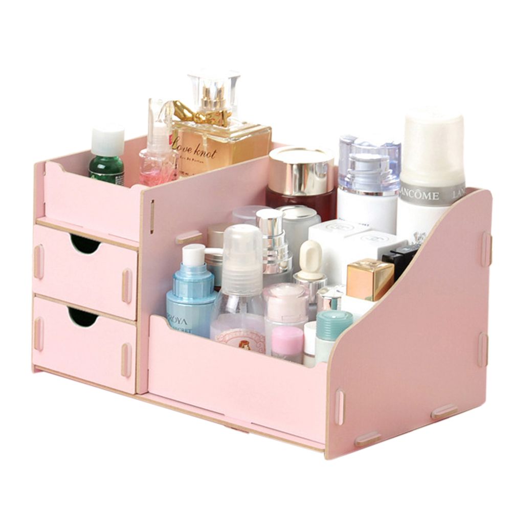 Yfashion Wooden Makeup Cosmetic Organizer Desktop Storage Box Rack 27.5*17 *13.5cm
