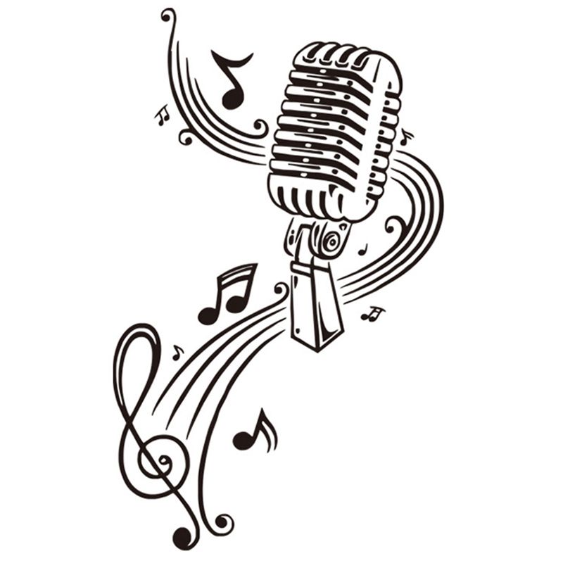 Durable Microphone Music Note Wall Art Musical Notes Sticker For Ktv Bar Background Home Decorations
