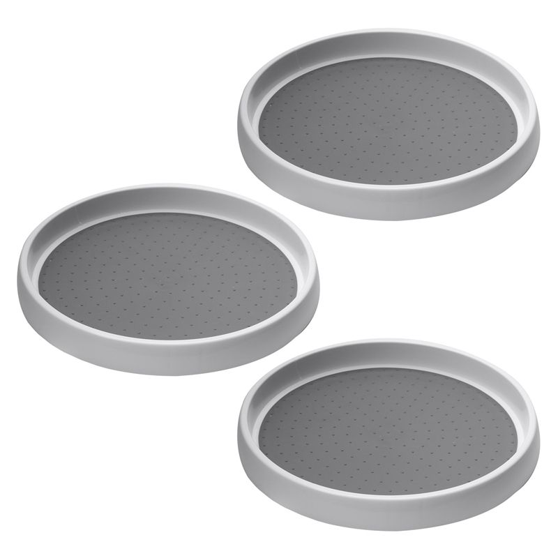 3X 360 Rotation Non-Skid Spice Rack Pantry Cabinet Turntable with Wide Base Storage Bin Rotating Organizer