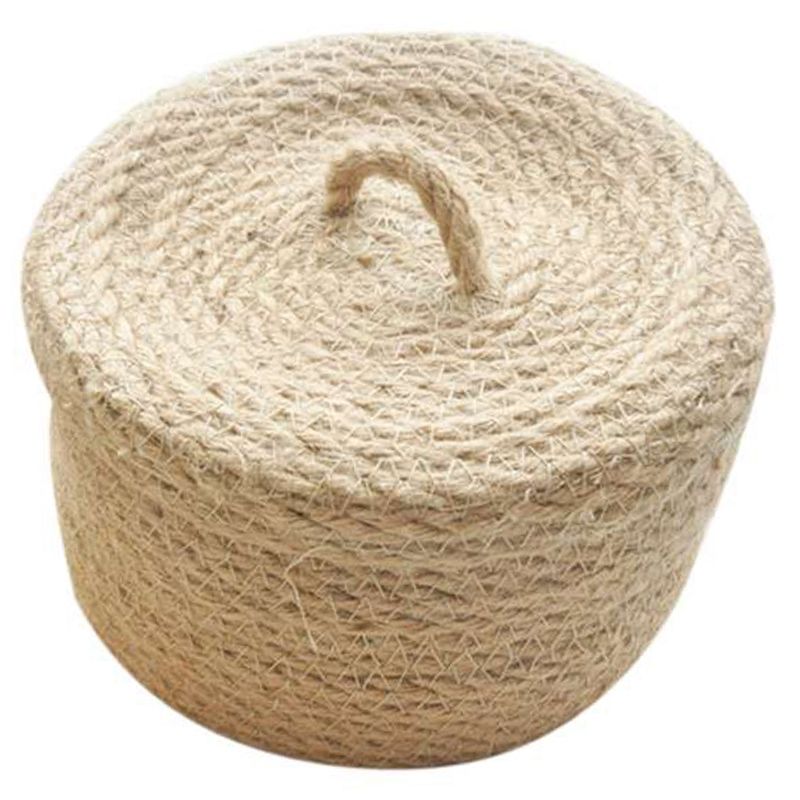 Jute Desktop Storage Basket Key Storage Basket Sewing Bag Snack Basket Sundries Storage Box Storage Box with Lid(S)