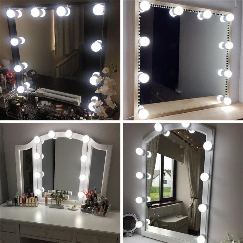 LED Mirror Light LED Bulbs LED Vanity Mirror Lamp Makeup Mirror Lights Kit Hollywood Style Dimmable Vanity Mirror Light with 10 LED Bulbs Strip Lights for Makeup Table