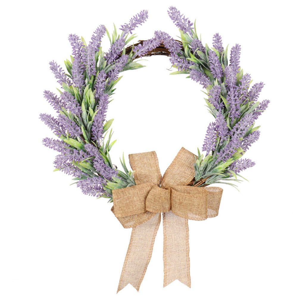 Yfashion ulation Lavender Wreath Flocking arland Hotel Wedding e Wall Hanging Door Decoration Style:Lavender wreath