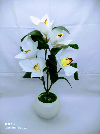 Artificial Gondoraj/ Gardenia Jasmine Flower In Design Ceramic or Plastic Tob 15inc/38cm For any Kind Of Decoration
