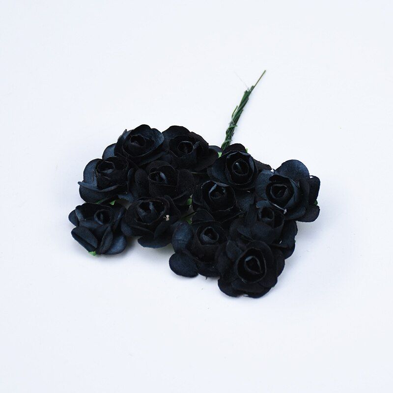 12pcs MINI paper roses bouquet wedding home decoration accessories diy Christmas wreath gifts artificial flowers for scrapbook