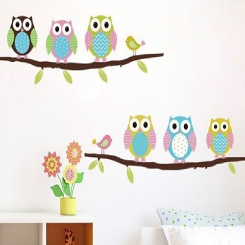Cartoon Children's Home Room Bedroom Decorative Cute Owl Animal Wall Sticker