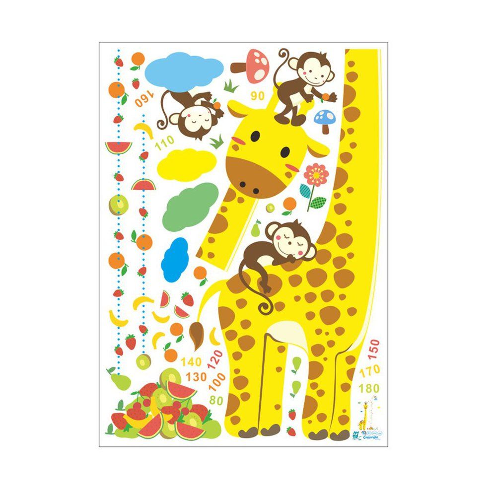 Lala Lovely Cartoon Giraffe Measure Wall Stickers for Kids Height Chart Ruler Decals Nursery Home Decor DIY Art Decal