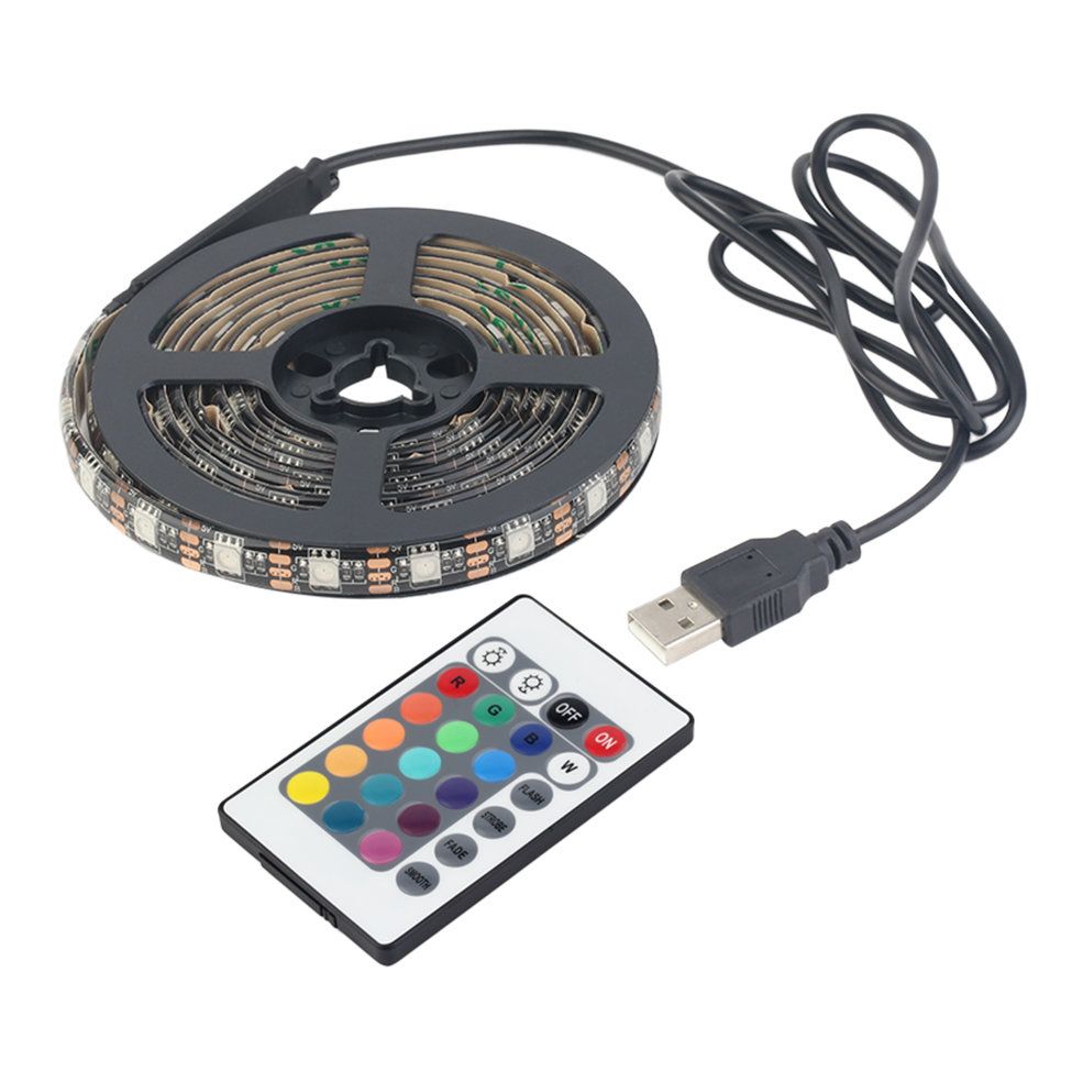 MA 12 RGB 5050 SMD Waterproof Flexible USB LED Black Strip Lamps Light 5V-Black 200CM