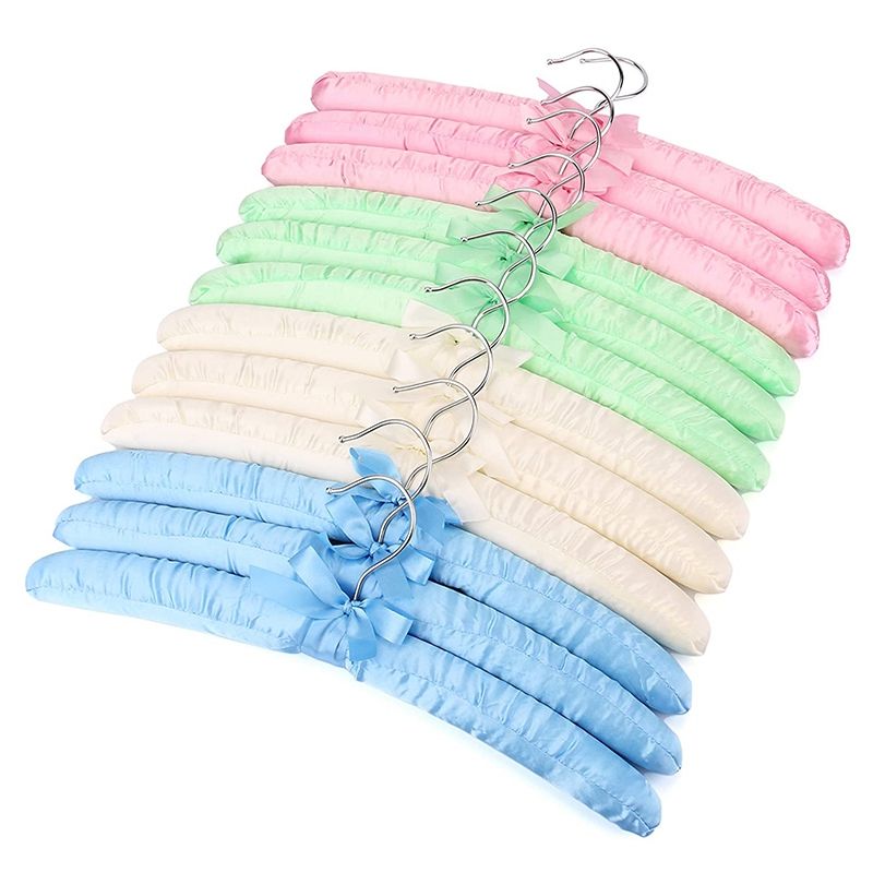 10 Pieces of Black Seamless Cloth Cloth Hanger Silk Clothes Rack Sponge Hanger Household Pink, Blue, Green, White