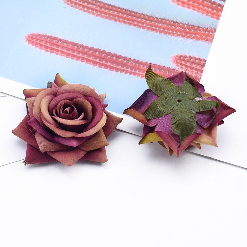 7CM Artificial flowers diy gifts box christmas Crafts wedding decorative flowers wall home decor Flannel roses head bride brooch