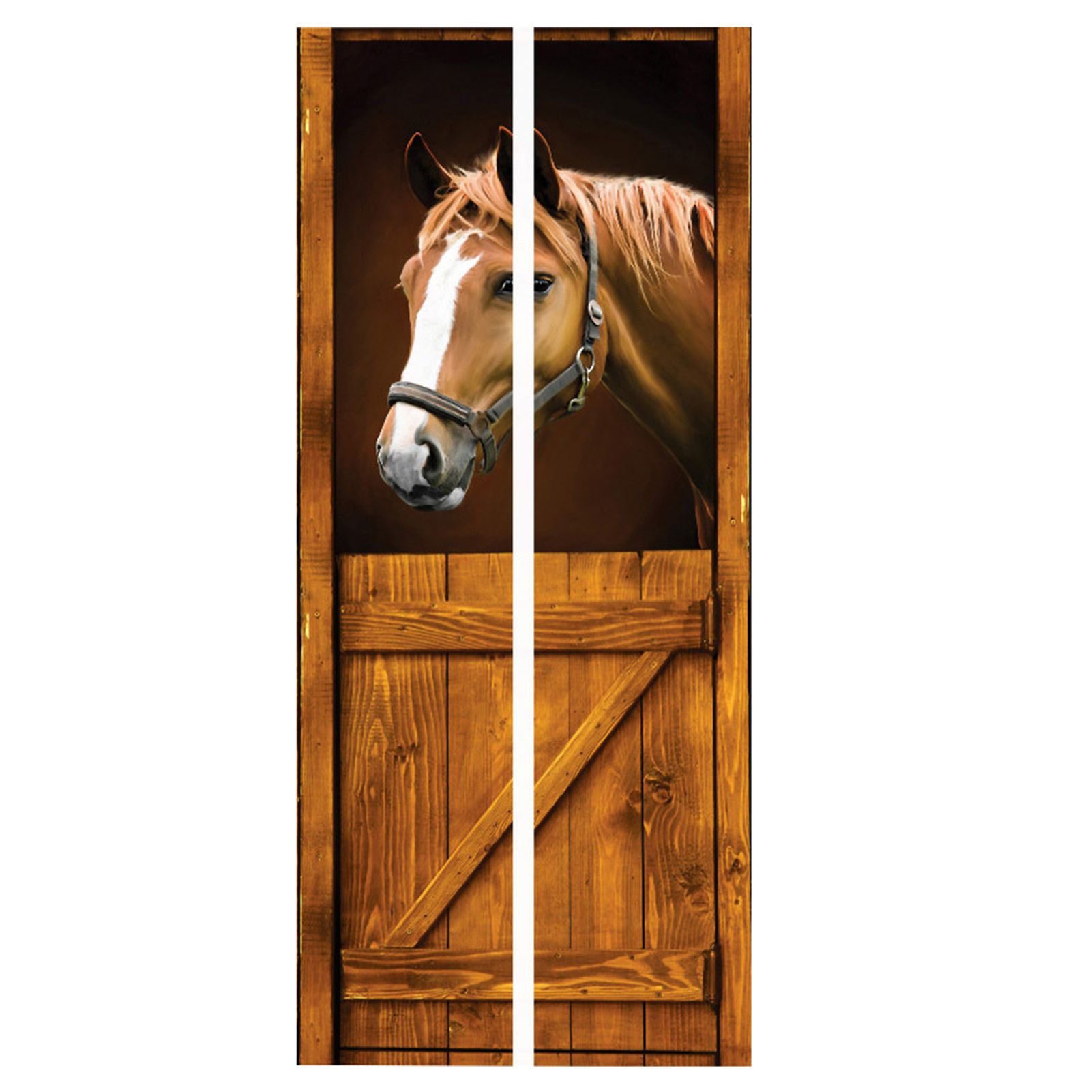 2Pcs/Set 3D Effect Horse Pattern Wall Sticker Easy to Apply Detachable PVC Door Sticker Home Decor