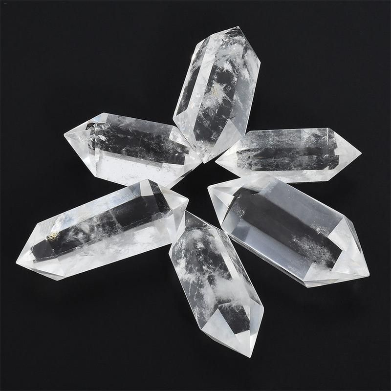 50-60MM 100% Natural Transparent Fluorite Crystal Quartz Crystal Stone Point Healing Hexagonal Wand Treatment Stone