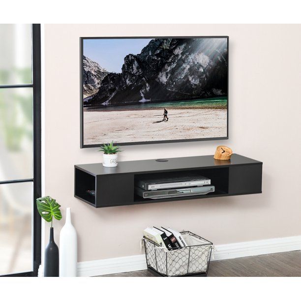 Modern Wall Mounted Media Console Floating TV Stand Shelf, Wall Mounted Entertainment Center Media Console Component Under TV