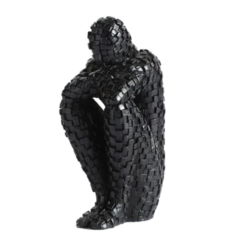 Decoration Mosaic Character Resin Sculpture Lonely Person Creative Decoration Personality  Cabinet Decoration Black