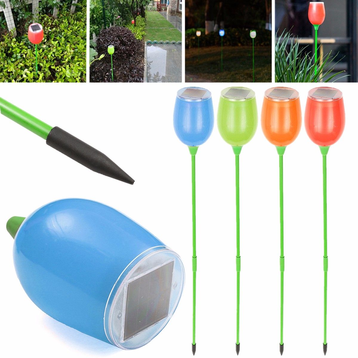 Durable 4Pcs Solar Powered LED Underground Spot s Garden Path Post Outdoor